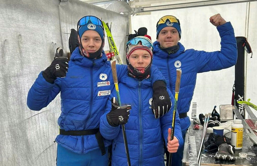 Polarstjernen-løperne Alexander Kristiansen (fra venstre), Kristian Bernhardsen og Johan Harila Reiersen viste muskler ved flere anledninger under fjorårssesongen. Det meldes at både denne trioen og flere av de andre finnmarksløperne har forberedt seg godt til norgescupåpningen.
 Foto: Privat