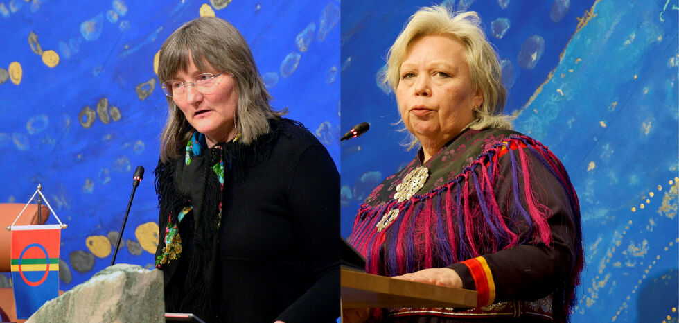 Toril Bakken Kåven og Vibeke Larsen inntar poster på Sametinget.
 Foto: Steinar Solaas