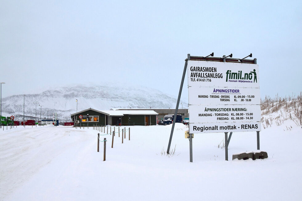 Finnmark Miljøtjeneste AS sitt avfallsanlegg på Gairasmoen i Porsanger.
 Foto: Sara Olaussen Stensvold