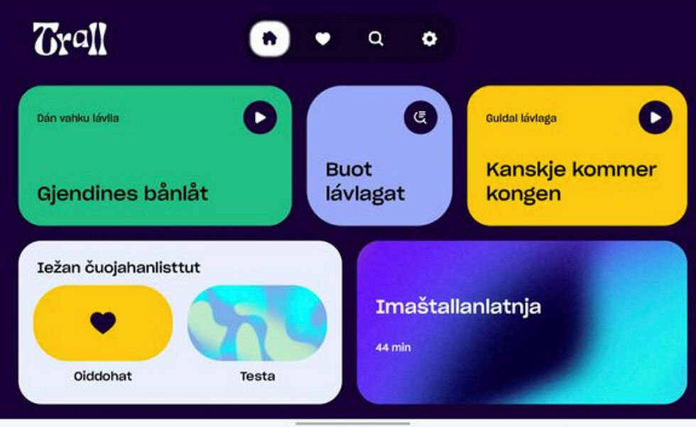Forsiden av Trall-appen.
 Foto: Skjermdump av forsida til Tral