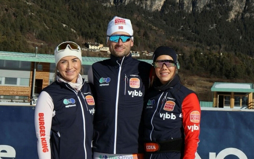 Kamilla Lukkari (til høyre), sammen med lagkameratene Katrine Seim og Petter Northug.
 Foto: Privat