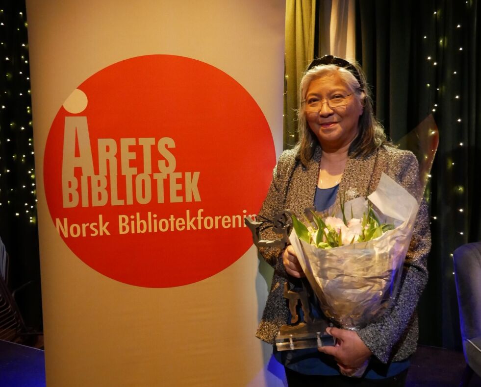 Leder ved Tjeldsund folkebibliotek, Melita Båfjord, mottok den prestisjetunge prisen torsdag.
 Foto: Norsk bibliotekforening