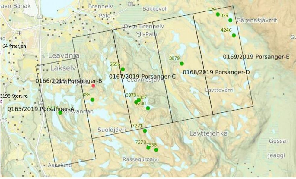 I disse områdene skal Kingsrose Mening lete etter mineraler.
 Foto: Kartbilde: Kingsrose Mining