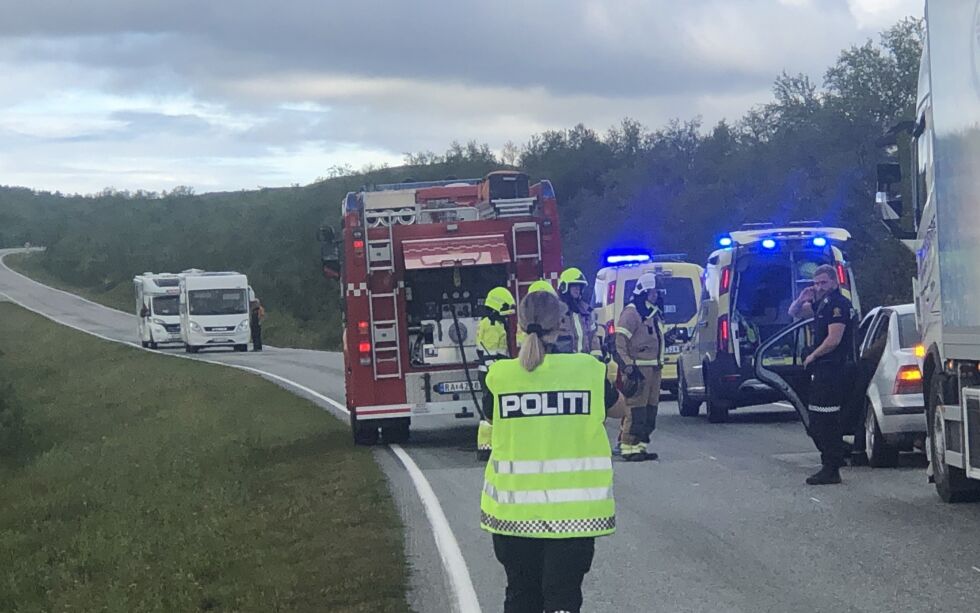 Ulykker skjedde ved 15.30- tiden ti kilometer nord for Karasjok.
 Foto: Stein Torger Svala