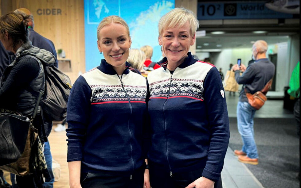 Inger Johanne Larsen (til høyre) har i år fått med seg datteren Katrine Larsen på messa i Berlin.
 Foto: Karoline Almås Sørensen