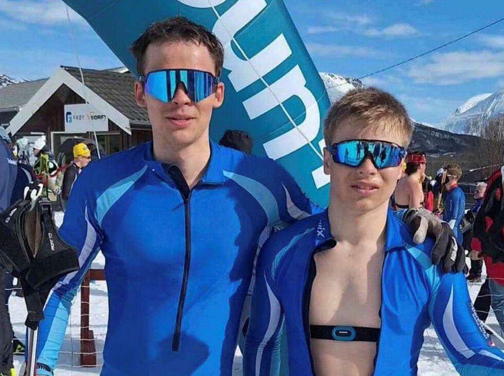 Alexander Mietinen (til venstre) her sammen med klubbkamerat Marius Bernhardsen, stiller onsdag opp i sin debut i senior-NM på ski.
 Foto: Privat