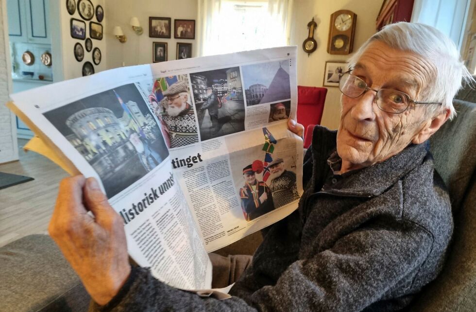 Ivar Pedersen i Vestre Jakobselv er klar på at forfedrene hans som kom fra Finland selvsagt måtte lære seg norsk. 
– Selvsagt måtte de lære seg norsk, men det var uansett ingen som tok fra dem det finske språket de hadde, sier 89-åringen.
 Foto: Torbjørn Ittelin